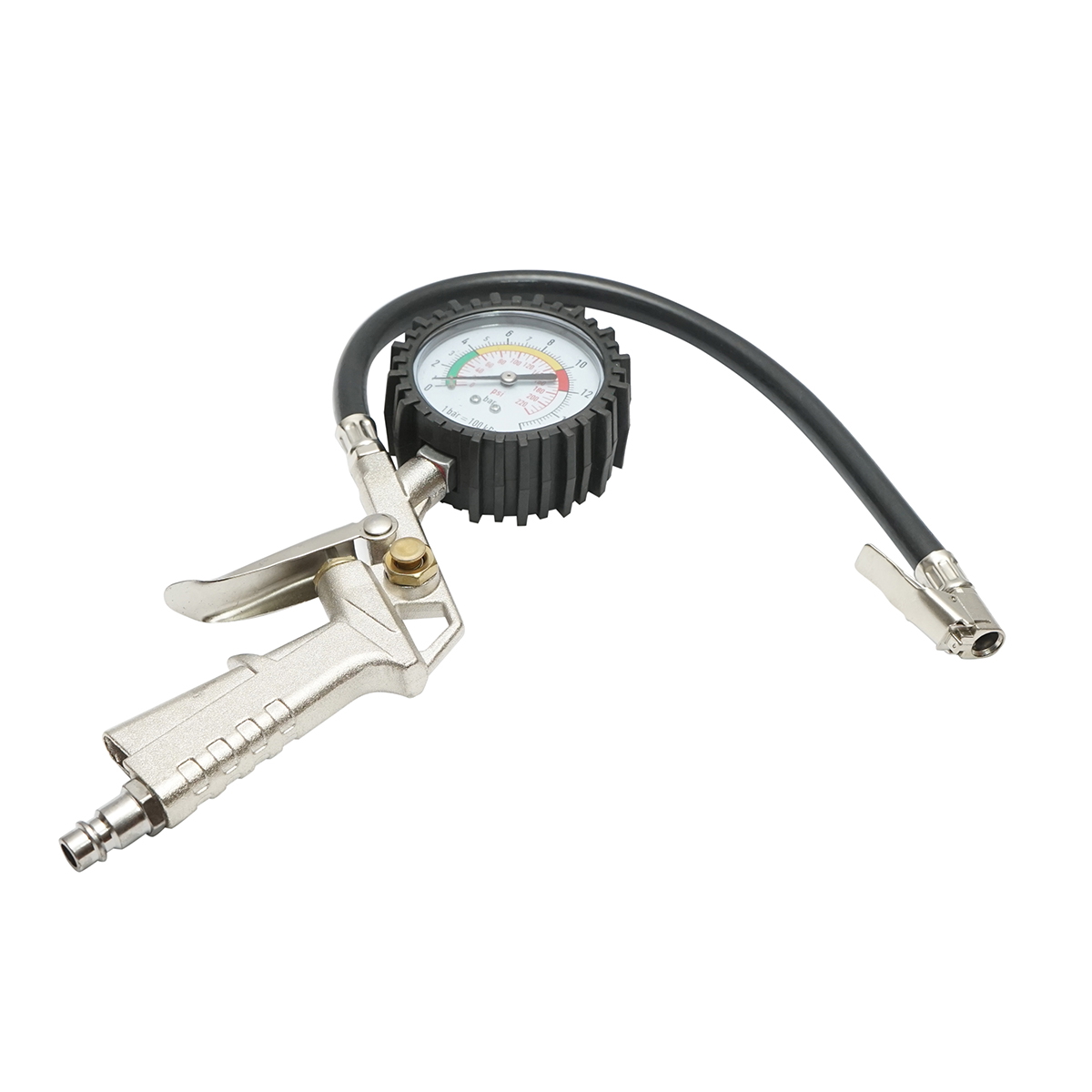 Pistol umflat roti cu furtun si manometru mecanic, protectie de cauciuc