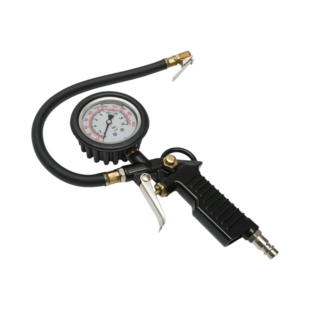 Pistol umflat roti Breckner Germany cu furtun si manometru mecanic, domeniu 0-16 Bar (0-230 PSI), racord alimentare aer 1/4