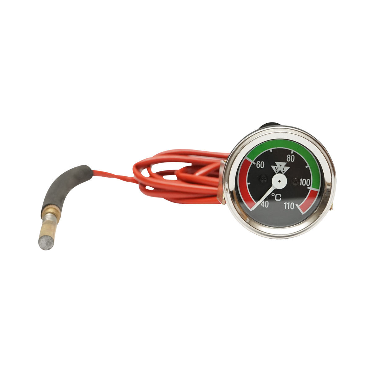 Ceas indicator temperatura apa mecanic cu sonda pentru Massey Ferguson Breckner Germany, 52 mm, cablu 1.6 m, filet 9.7 mm x pas 1.00, sonda 8.4 mm, 40-110 grade C