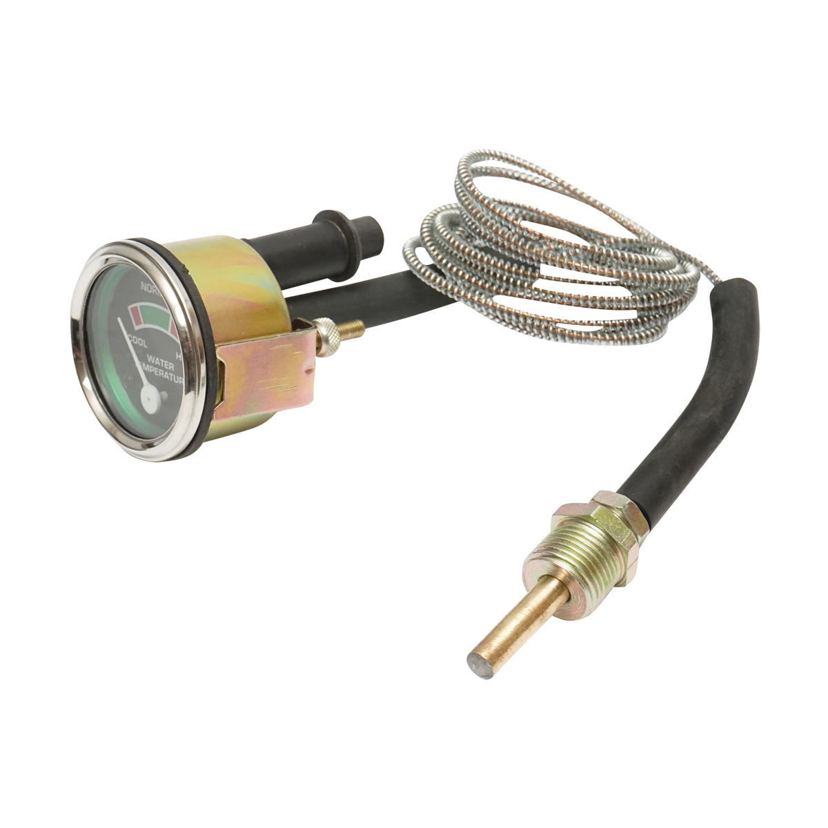 Ceas indicator temperatura apa mecanic cu sonda Massey Ferguson OEM K11638, 1078125M91, 180727M91/M92/M93, 881369M91, 881396M91, 899455M91, 1850512M93, diametru 52-57 mm, cablu 1.5, filet 15.5x1.5 mm