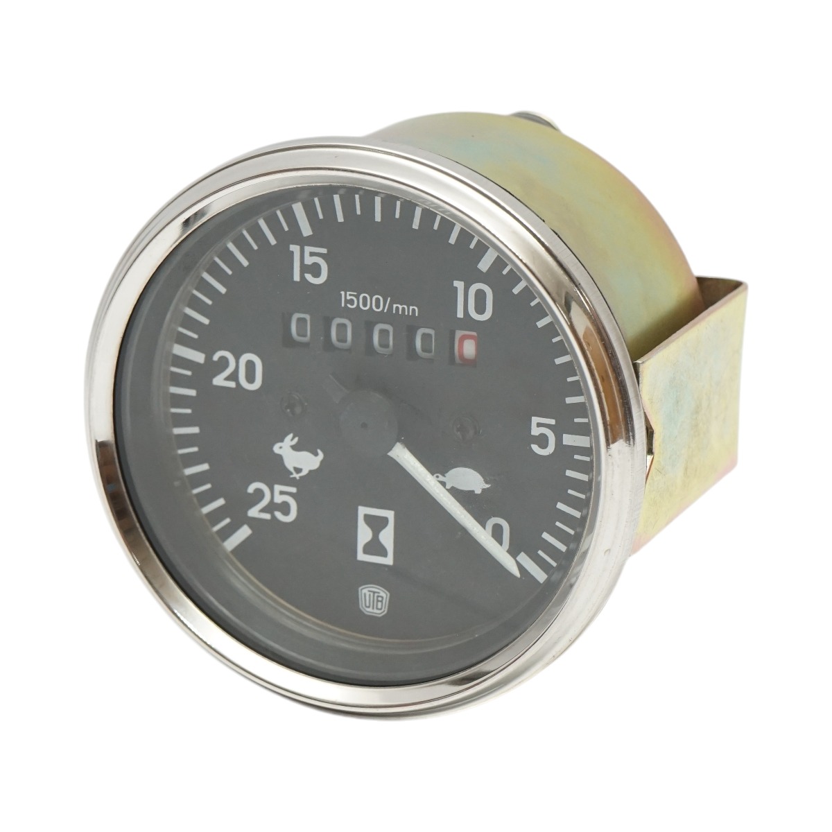 Indicator turatie motor (turometru) John Deere, OEM DE14410/AL30800/AL24289/DE14411/AL30802/AL24291, S.75805 Breckner Germany, diametru 100 mm, latime 65 mm, viteza indicata 25 km/h, Seria 20/30