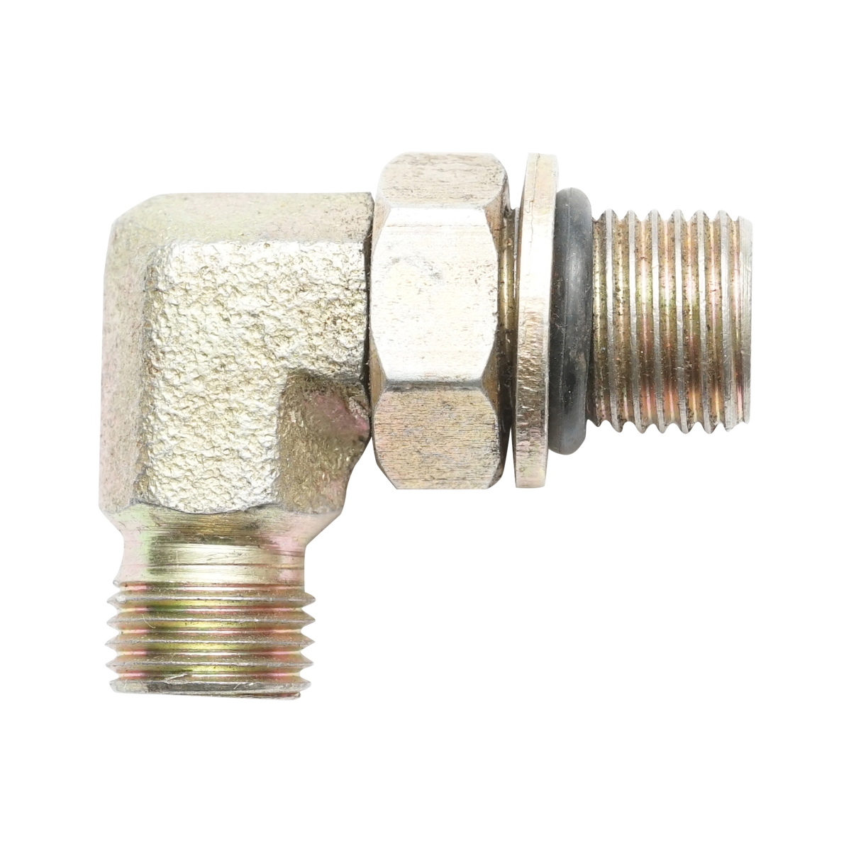 Adaptor hidraulic 90 grade pentru JCB, Filet 14 x 12 mm (9/16 UNF x 1/4), cod OEM 816/90618, 816/13383, 332/R7492, 332/R5971, 816/90199 Breckner Germany