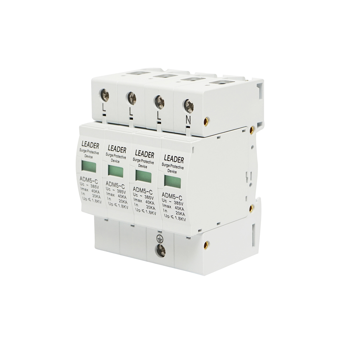 Descarcator la supratensiune cu semnalizare pentru sisteme fotovoltaice LA-SPD-4P-40kA-385V Leader