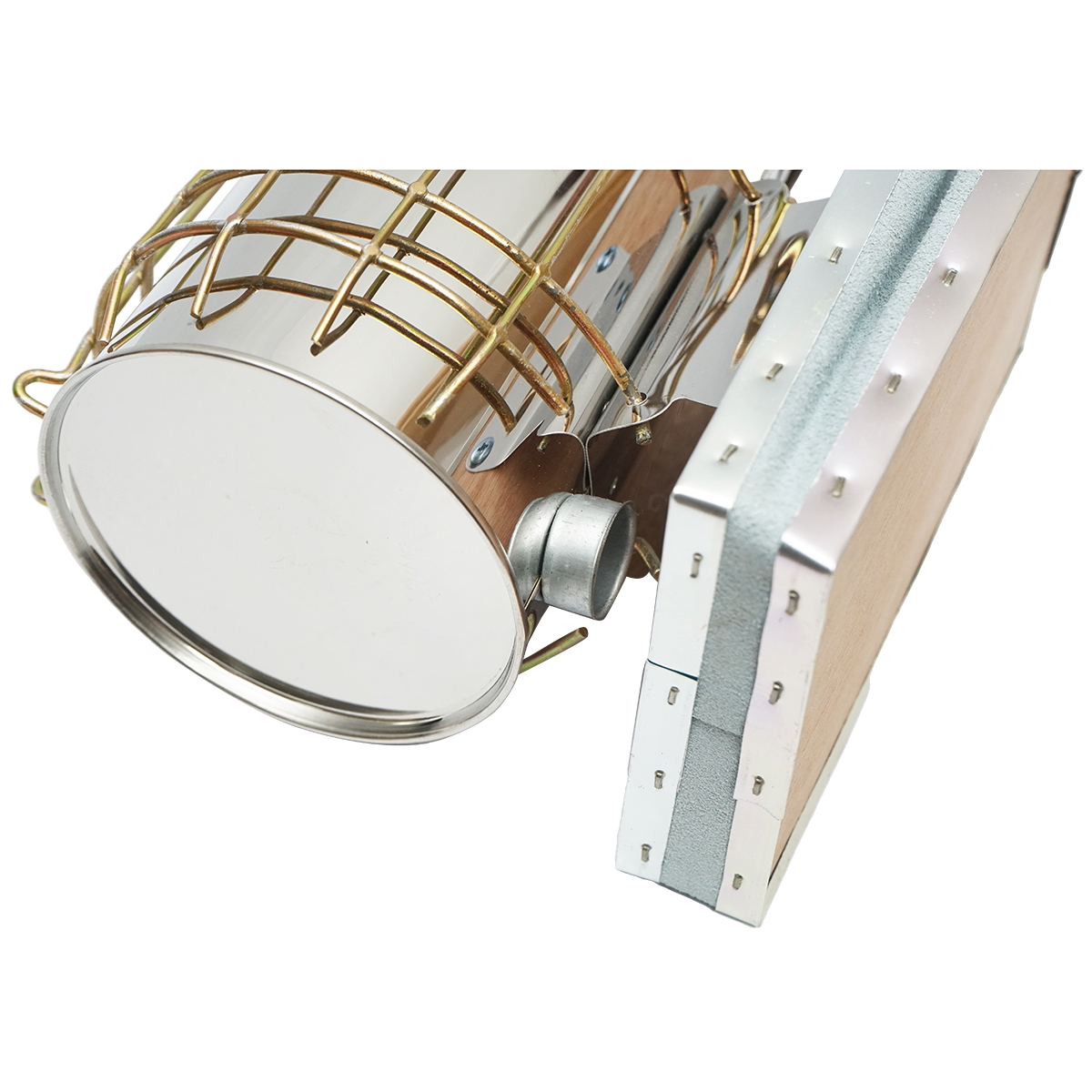 Afumator albine din otel inox, cilindru, scut termic si burduf din piele, 160 mm