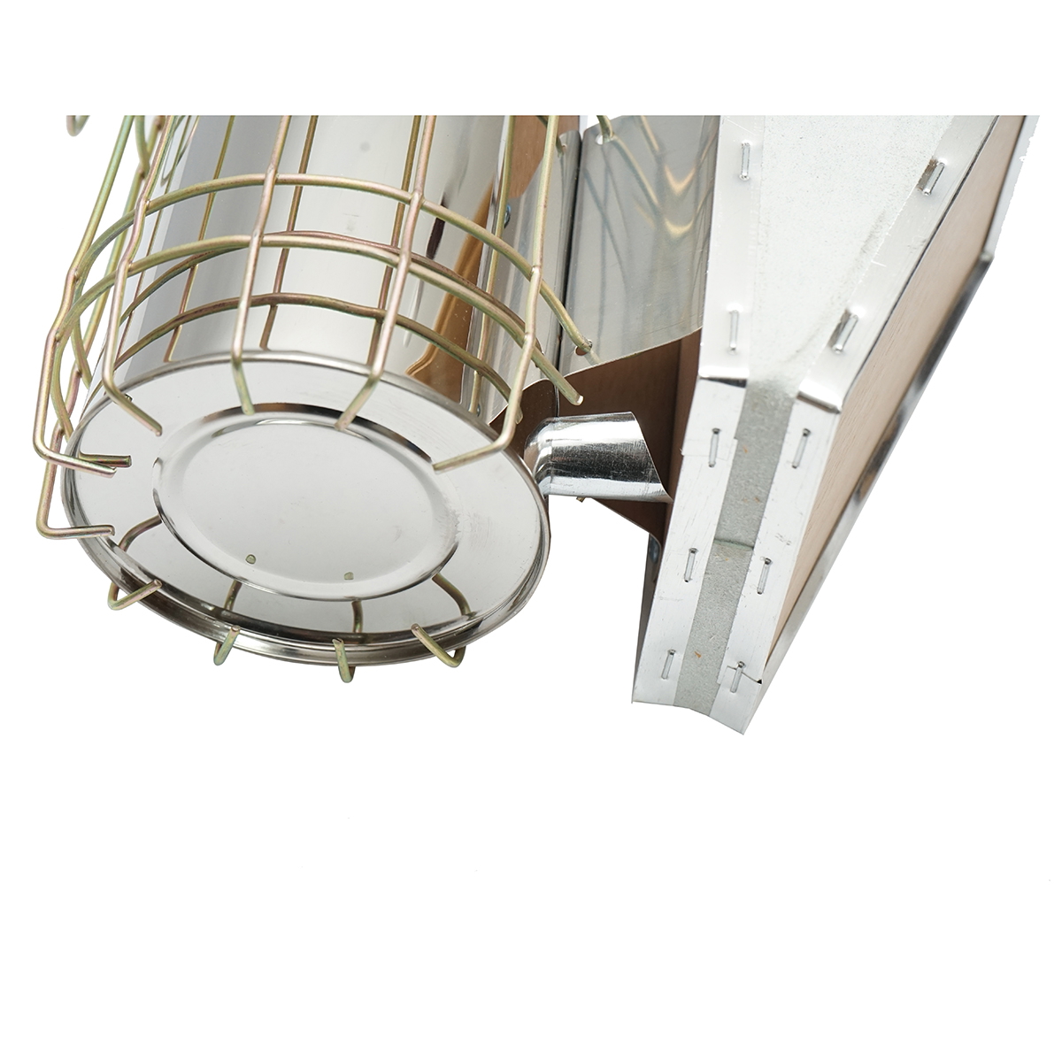 Afumator albine din inox 190mm cu cilindru, scut termic si burduf din piele