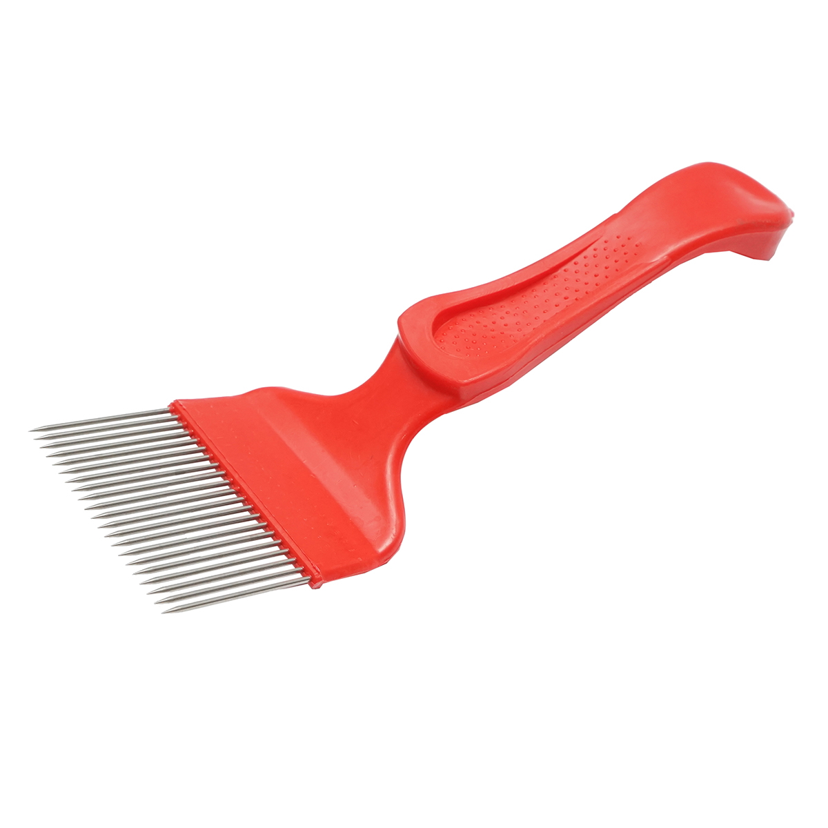 Furculita apicola pentru descapacit, dinti indoiti din inox, maner plastic, 210mm