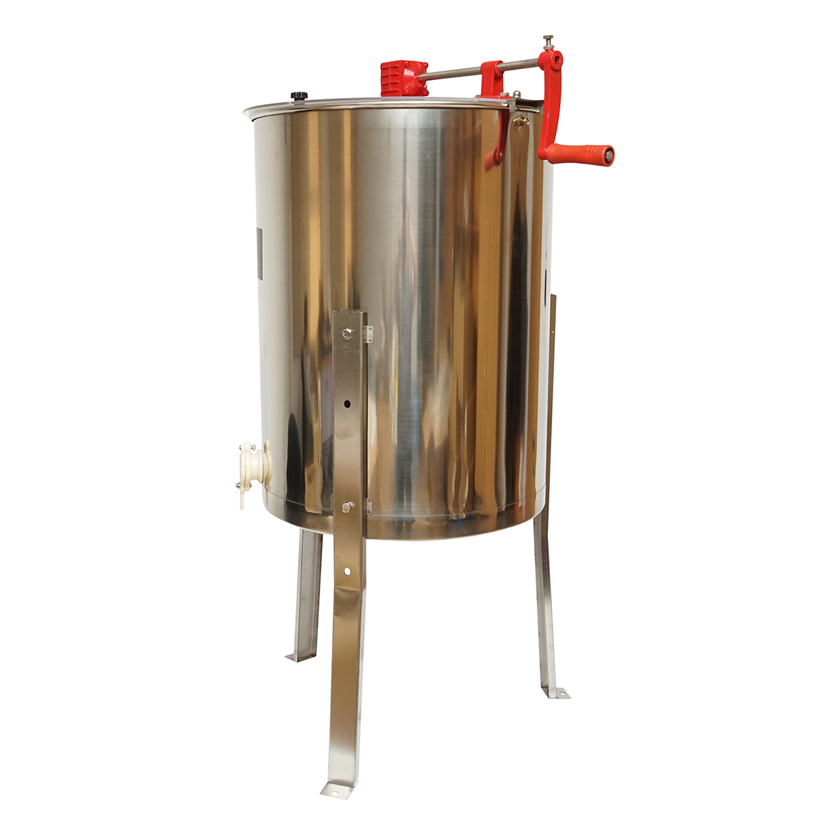 Centrifuga manuala apicola extractor miere din Inox 4 rame, inaltime 600 mm, diametru 470 mm, cos 440 x 260 mm, pentru rame 3/4 si 1/2, capacitate 300 ori/h, greutate 14.4 kg