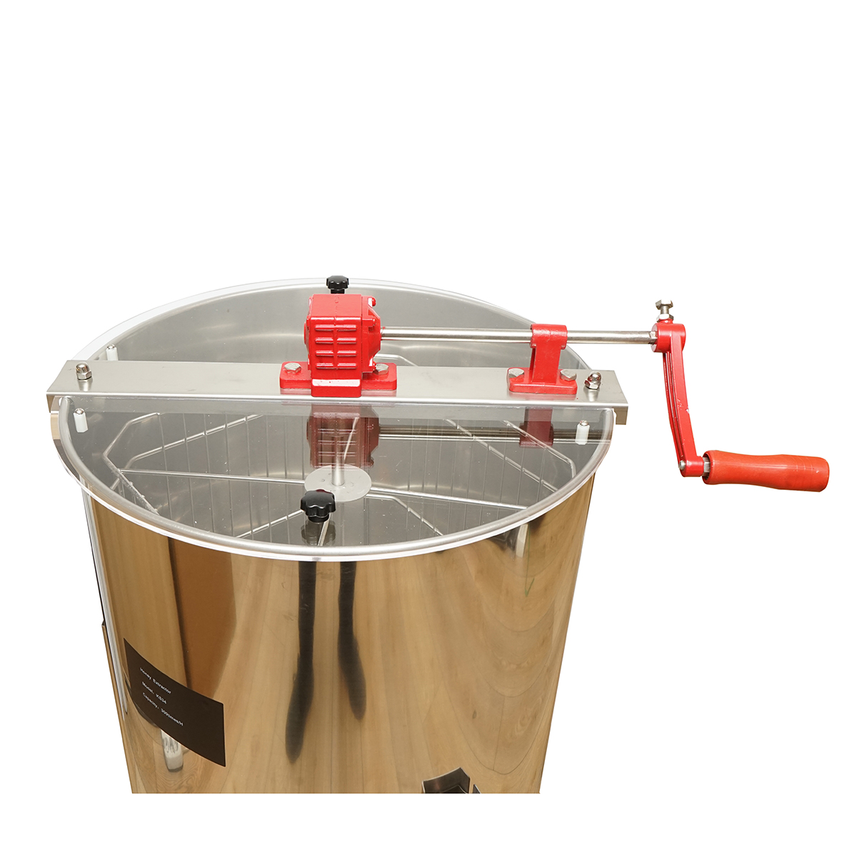 Centrifuga manuala apicola extractor miere din Inox 4 rame, inaltime 600 mm, diametru 470 mm, cos 440 x 260 mm, pentru rame 3/4 si 1/2, capacitate 300 ori/h, greutate 14.4 kg
