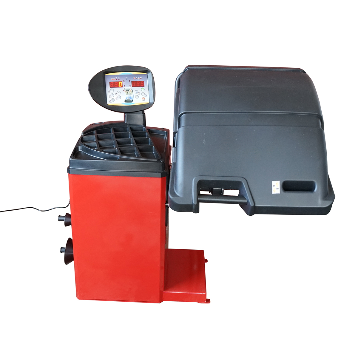 Masina echilibrat roti 10-24 inch, afisaj digital, 4 conuri centrare, 220 V, 0.2 KW, diametru roata max 1000 mm, latime 1.5-17 inch, greutate roata max 65 kg