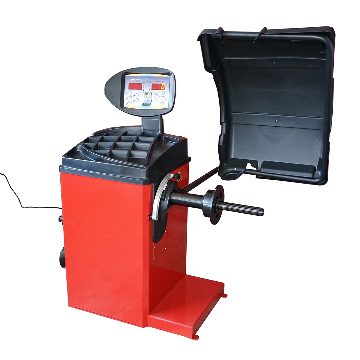 Masina echilibrat roti 10-24 inch, afisaj digital, 4 conuri centrare, 220 V, 0.2 KW, diametru roata max 1000 mm, latime 1.5-17 inch, greutate roata max 65 kg