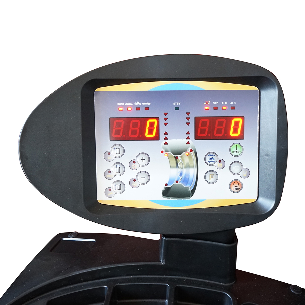 Masina echilibrat roti 10-24 inch, afisaj digital, 4 conuri centrare, 220 V, 0.2 KW, diametru roata max 1000 mm, latime 1.5-17 inch, greutate roata max 65 kg