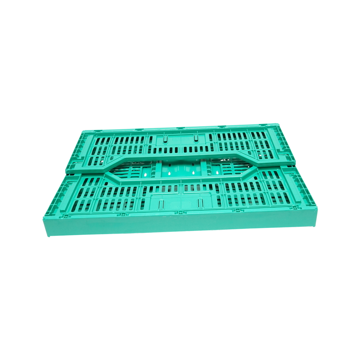 Lada/cutie plastic pliabila VERDE pentru depozitare, 595x395x250 mm (ext), 565x370x190 mm (int), pliata 595x395x55 mm