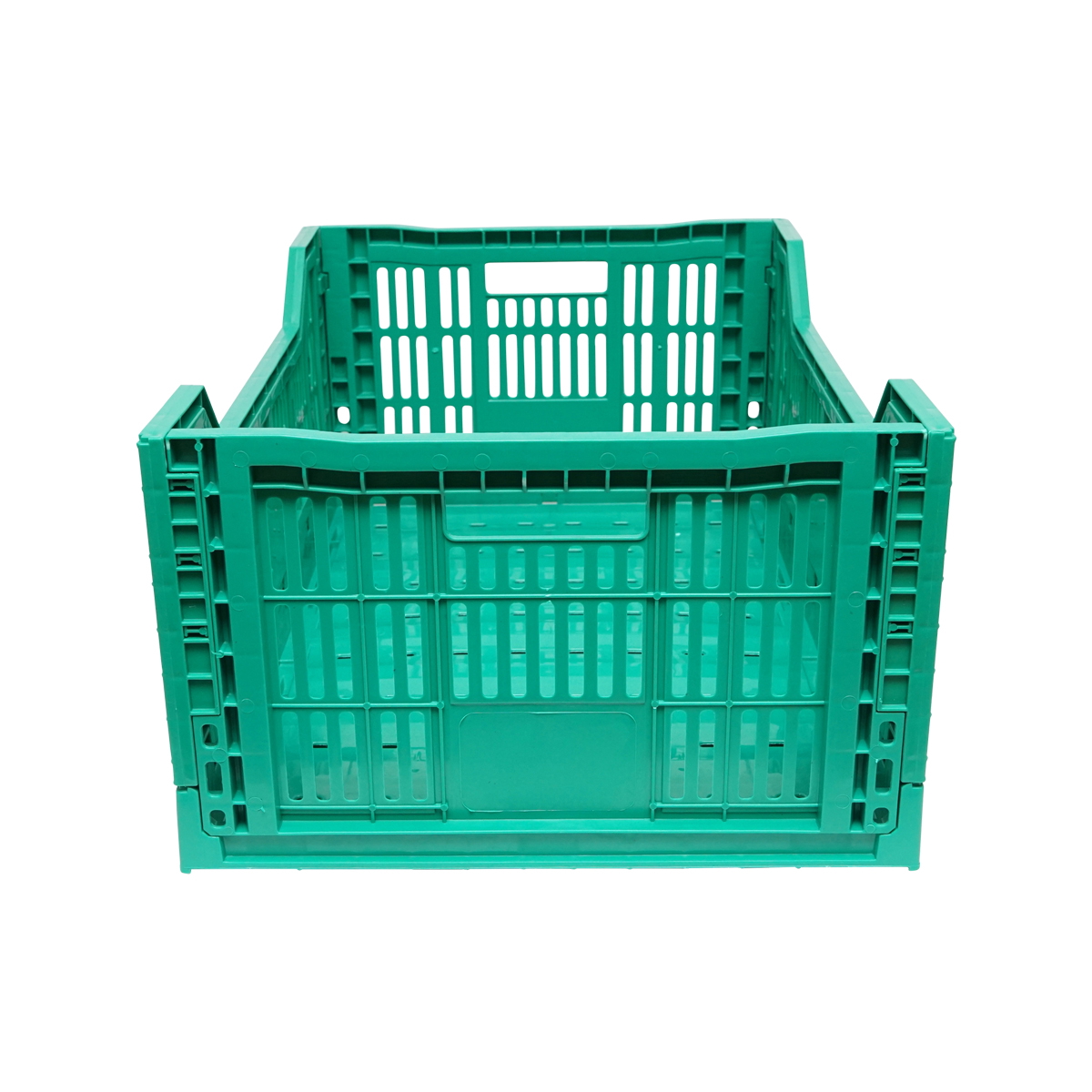 Lada/cutie plastic pliabila VERDE pentru depozitare, 595x395x250 mm (ext), 565x370x190 mm (int), pliata 595x395x55 mm