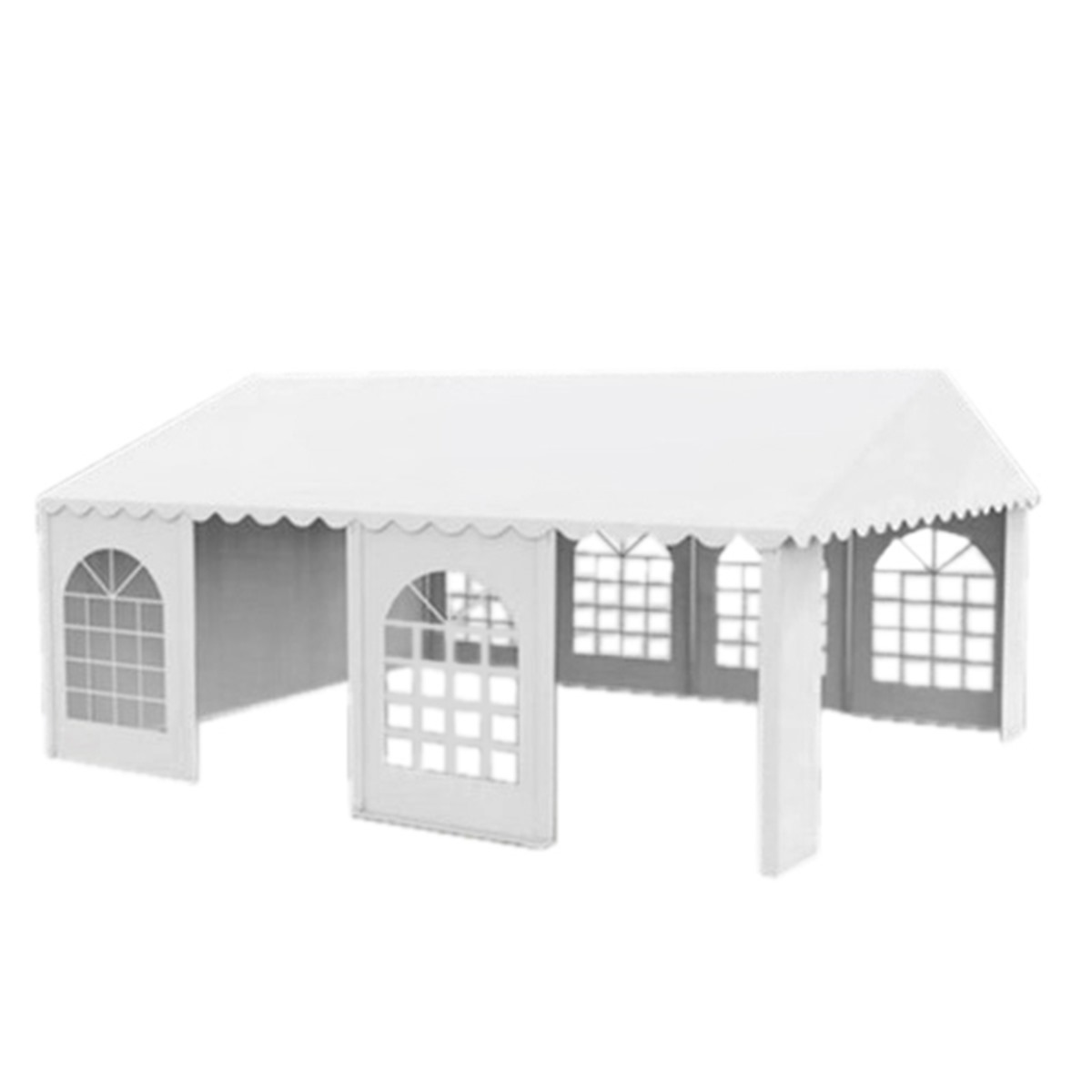 Hala evenimente PVC 3x8 m, 500 g/m2 ignifug impermeabil, cadru otel galvanizat 38 x 0,8 mm, conector 42 x 1,2 mm, pereti exteriori 380 g/m2, armaturi acoperis si bari la sol