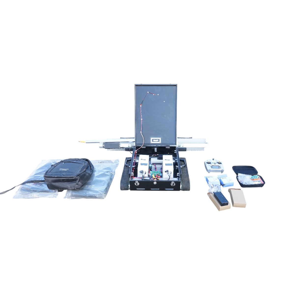 Robot curatare panouri solare fotovoltaice 24V, 380W cu telecomanda, baterie litiu 2x26Ah, latime perie 1100mm