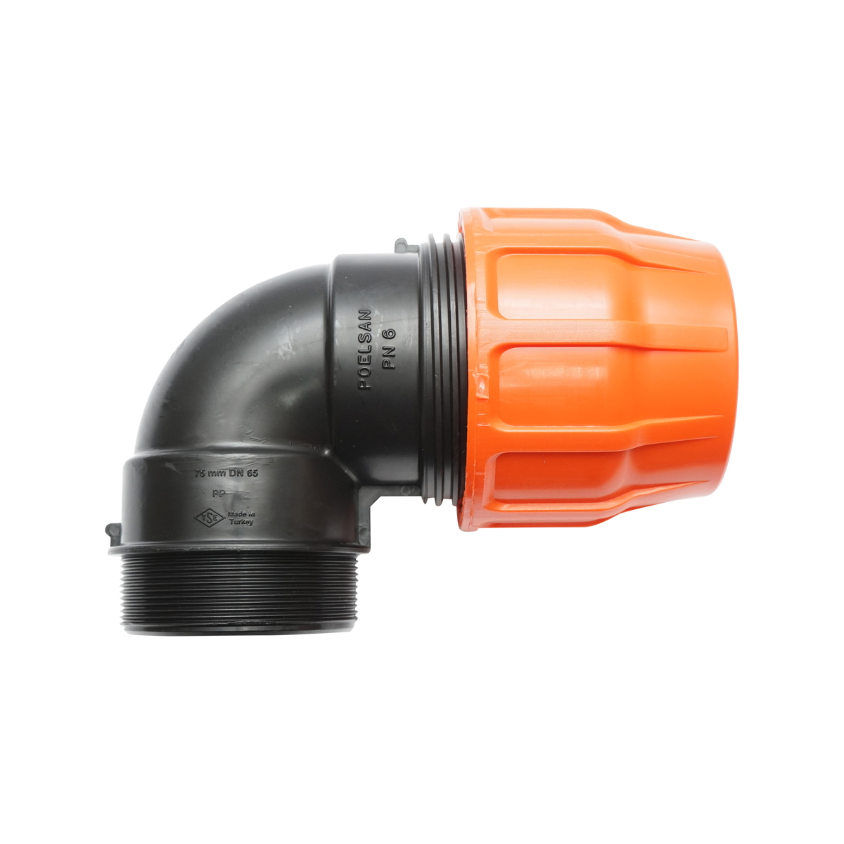 Cot Layflat cu olandez D75x75mm cu filet interior, PN6 Poelsan