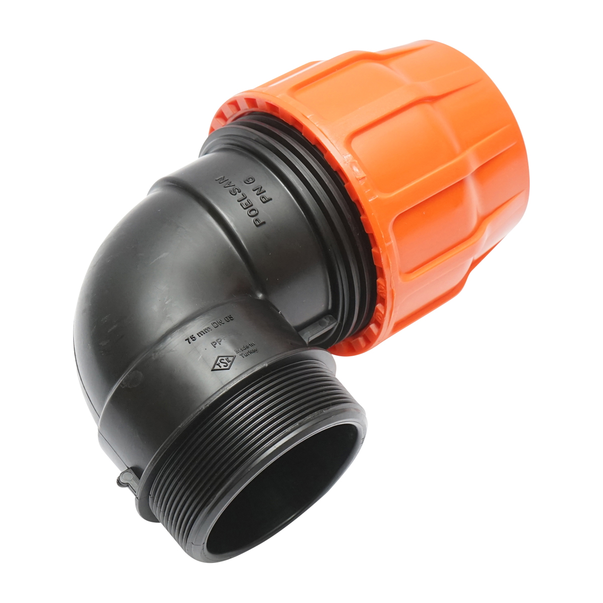 Cot layflat Poelsan D75x75mm (3 x 3), PN6 6 bar, PP, rezistent UV, filet exterior