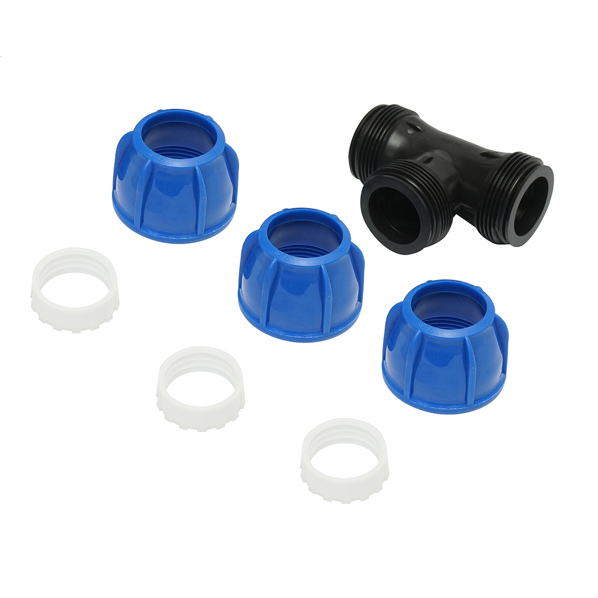 Teu egal compresiune D50 x 50 x 50 mm PN16, PP-B, rezistent UV, pentru sisteme de irigatii