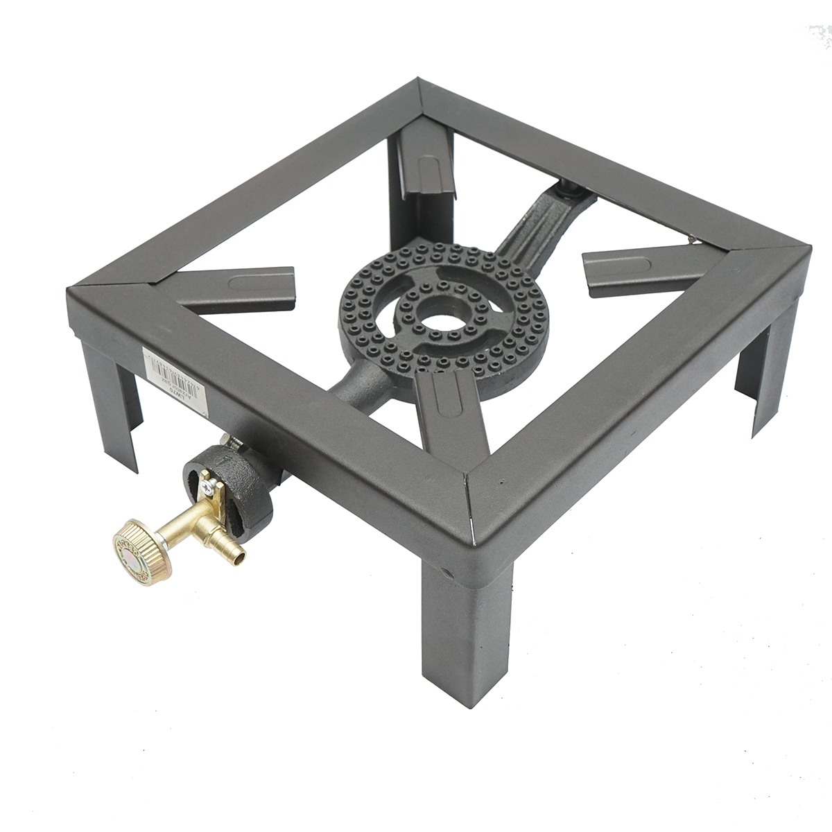 Pirostrie arzator pe gaz patrat cu 4 picioare, fonta, 250 x 250 mm, inaltime 100 mm, diametru arzator 100 mm, 4 kg