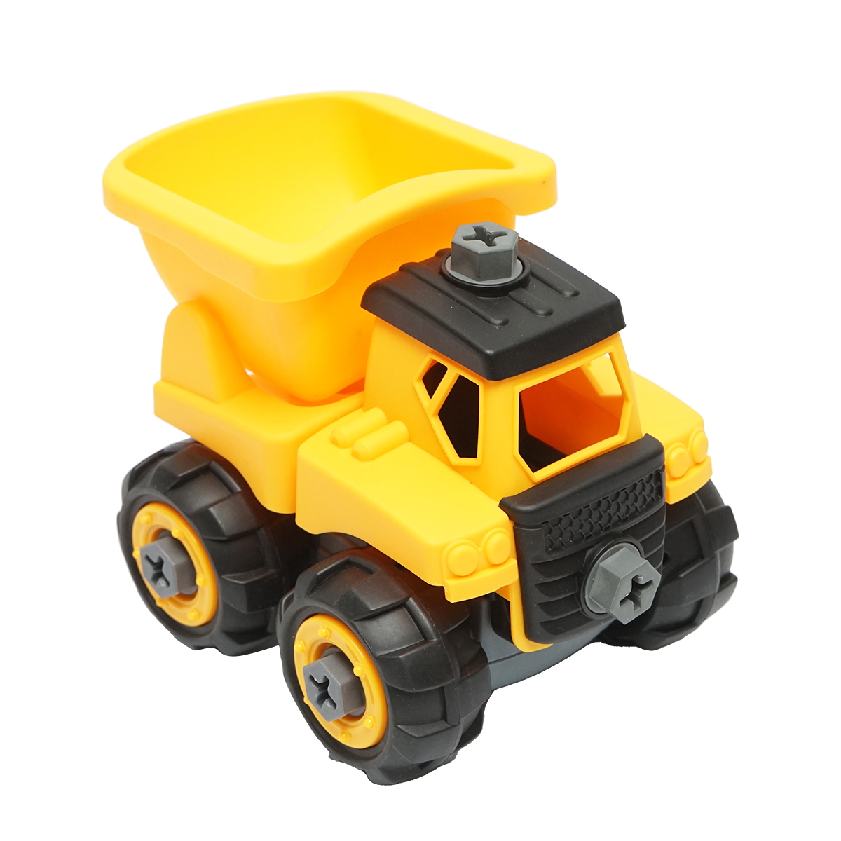 Jucarie camion galben tip Montessori pentru copii 3+ ani