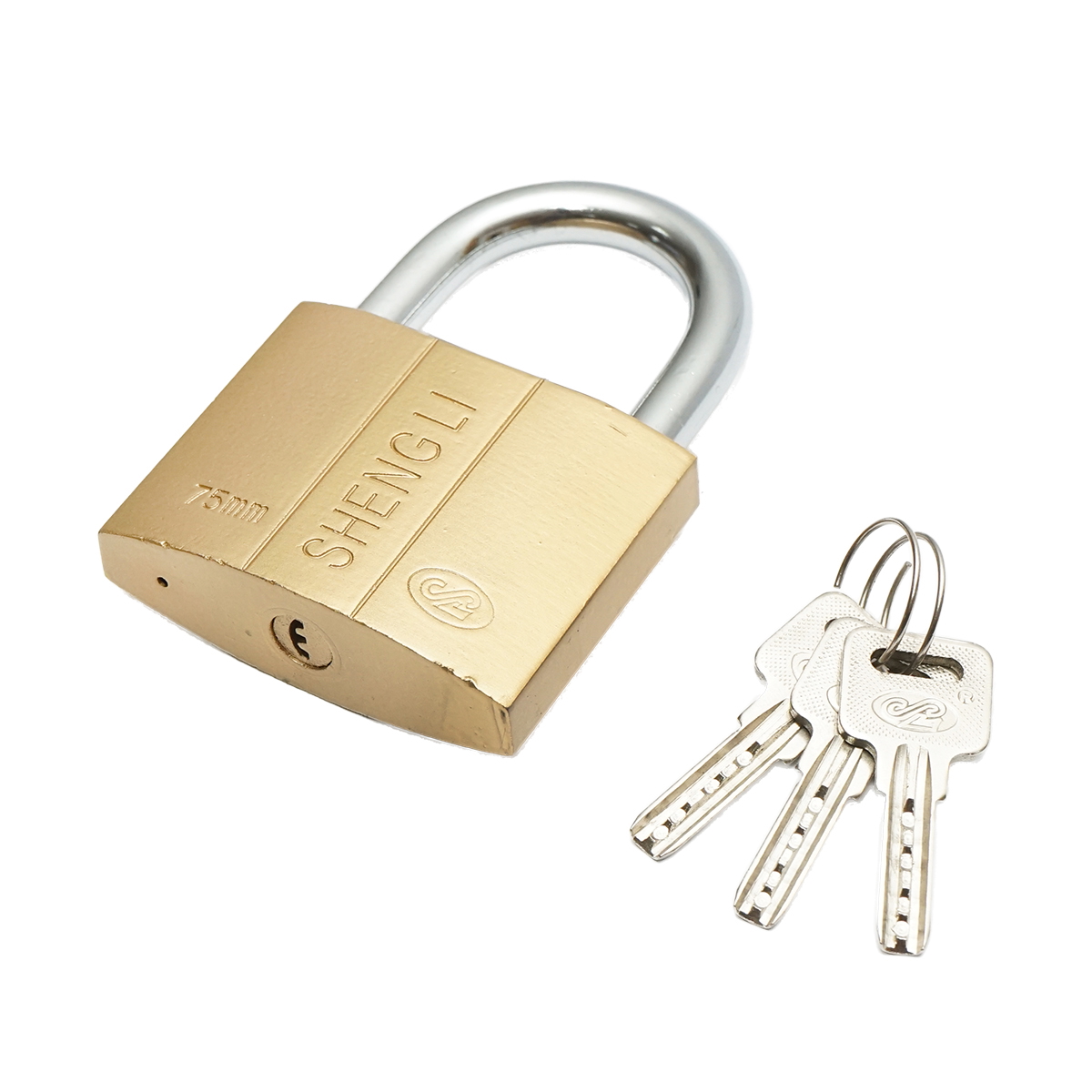 Lacat auriu 75 mm cu 3 chei