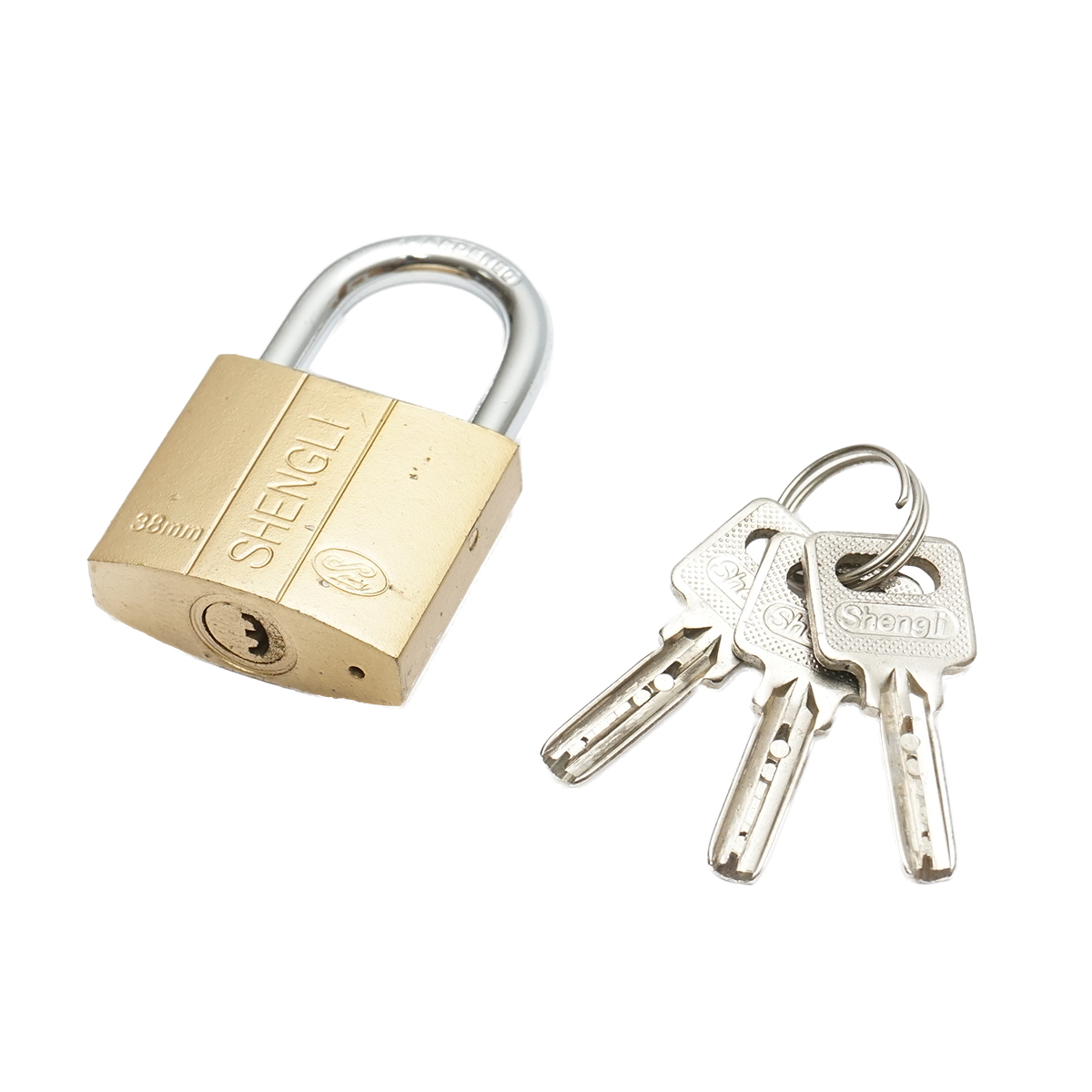 Lacat cu 3 chei auriu 38mm