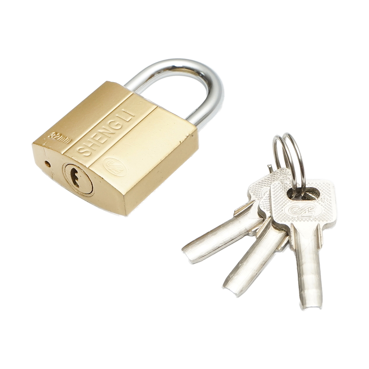 Lacat auriu 32 mm cu 3 chei