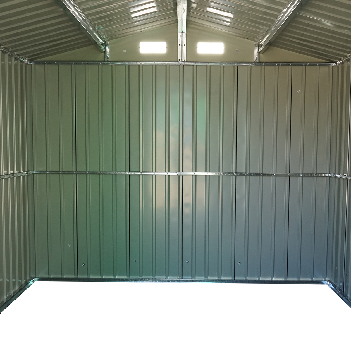 Magazie de gradina metalica 259x257x212 cm, usi glisante 2 buc, profile otel zincat 0.6 mm, usa 106x170 cm, cod fundatie 40TH118 (nu inclusa)