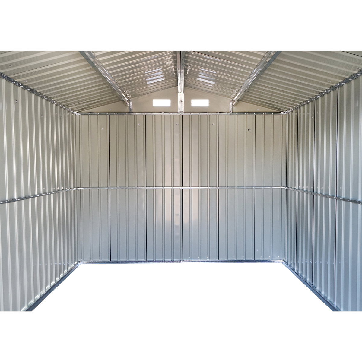 Magazie de gradina metalica 312x257x212 cm, usi glisante, 2 usi 98x170 cm, profile otel zincat 0.6 mm, cod fundatie (neinclusa) 40TH117