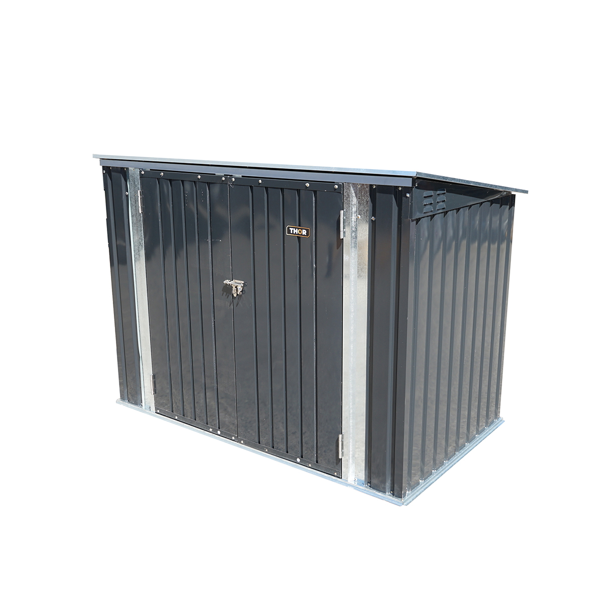 Magazie metalica pentru pubele gunoi, Otel zincat, 176x105x130 cm, 2 usi, grosime profile 0.6 mm