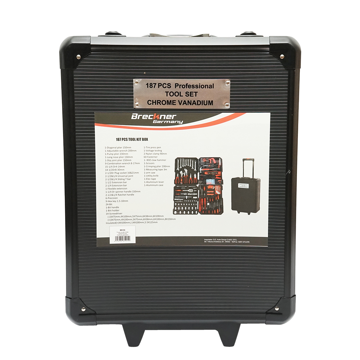Trusa scule si unelte combinate tip troler, 187 piese, Breckner Germany