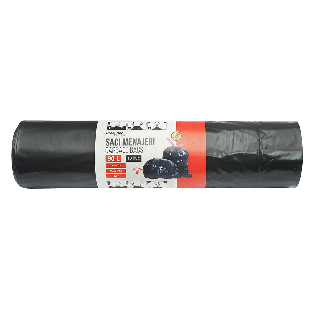 Set 10 saci gunoi menajer 90L, 80x100cm 45 microni LDPE Breckner Germany