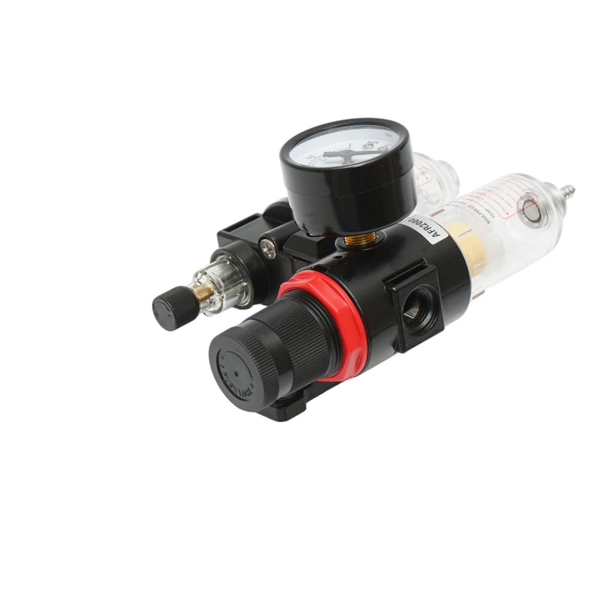 Filtru aer si ungator cu regulator de presiune, max. 1 MPa (10 bar), racord 1/4, temperatura 5-60 C, carcasa policarbonat