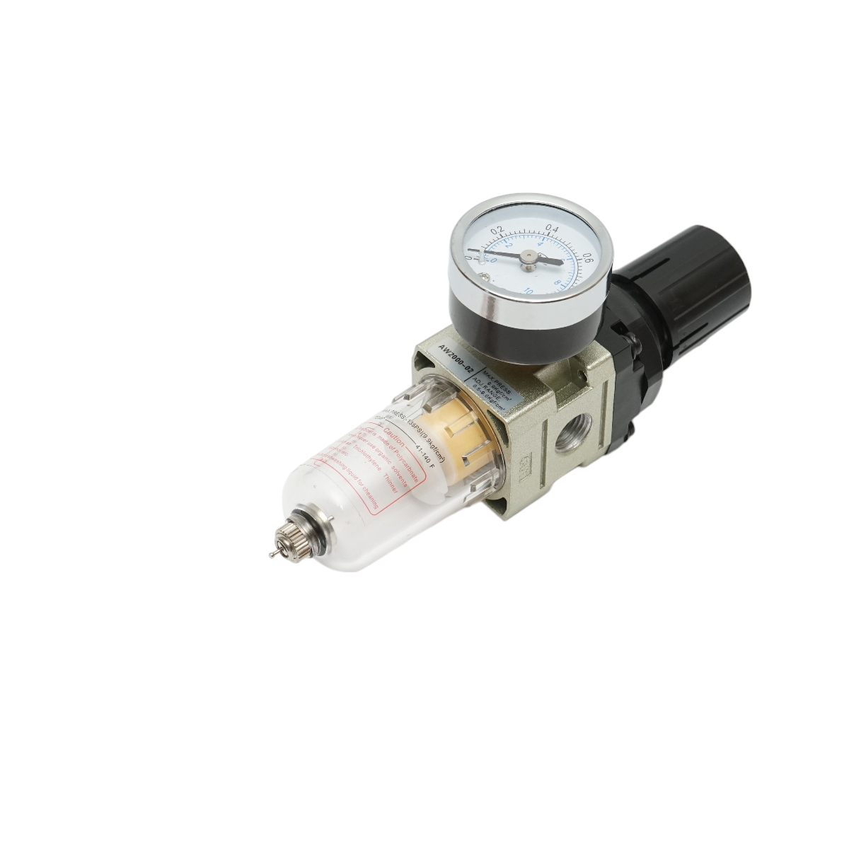 Filtru aer cu regulator presiune max 1 MPa (10 bar), racord 1/4, carcasa policarbonat, temperatura 5-60 C