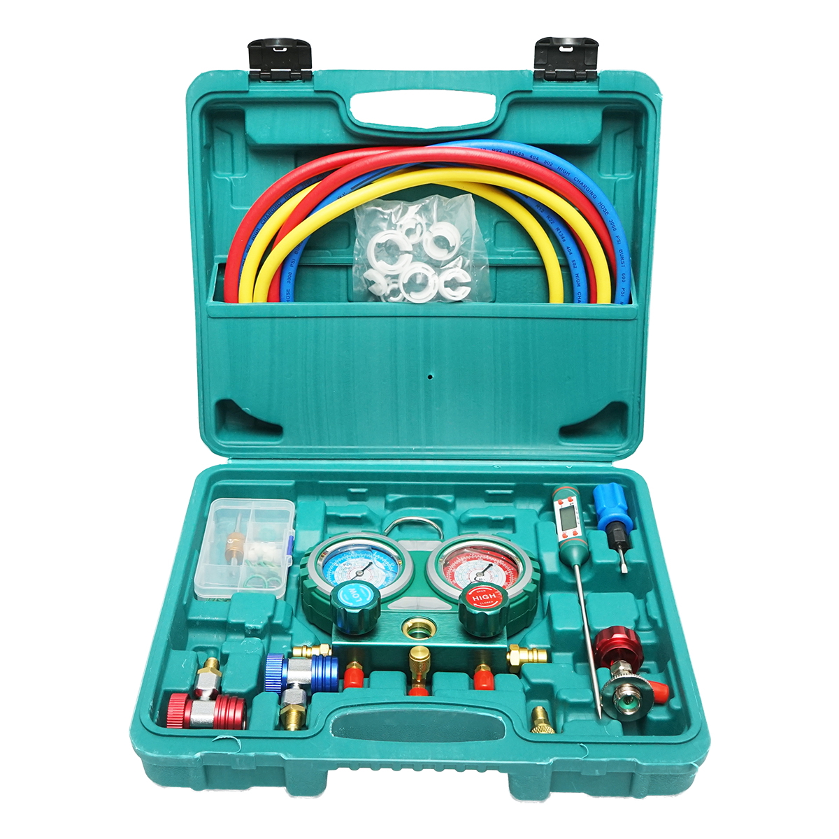 Trusa verificare si incarcare instalatii aer conditionat auto pentru freon R22, R32, R134a, R410a