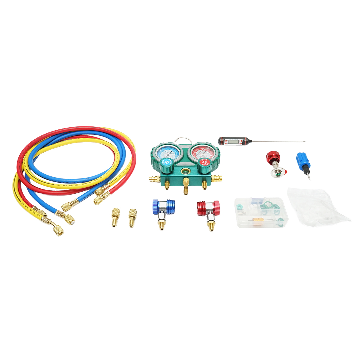 Trusa verificare si incarcare instalatii aer conditionat auto pentru freon R22, R32, R134a, R410a