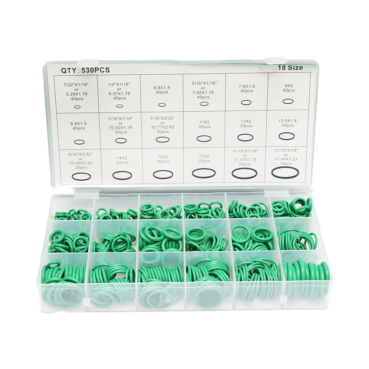 Trusa O-ring verde 530 piese pentru sistem de aer conditionat