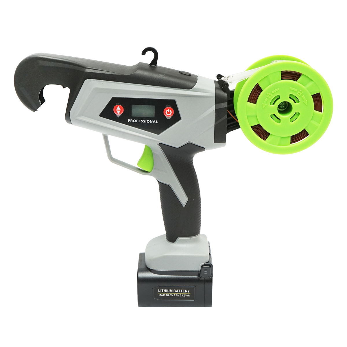 Aparat automat legat vita de vie/legume/pomi 60W, Li-Ion 16.8V 2Ah, diametru legare 25mm, 2 acumulatori, incarcator 220V, valiza plastic