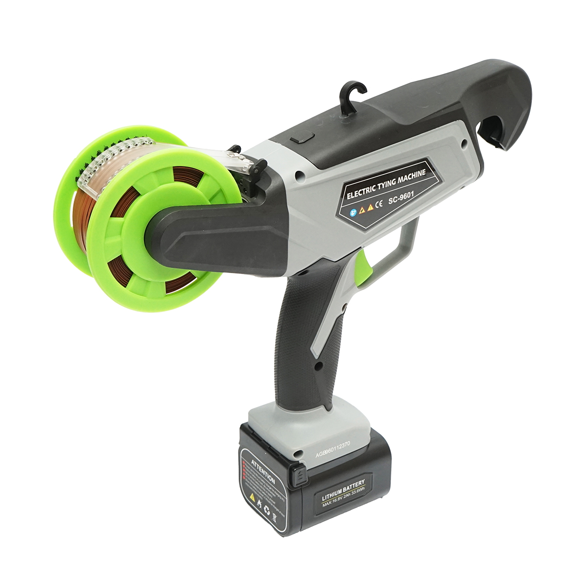 Aparat automat legat vita de vie/legume/pomi 60W, Li-Ion 16.8V 2Ah, diametru legare 25mm, 2 acumulatori, incarcator 220V, valiza plastic