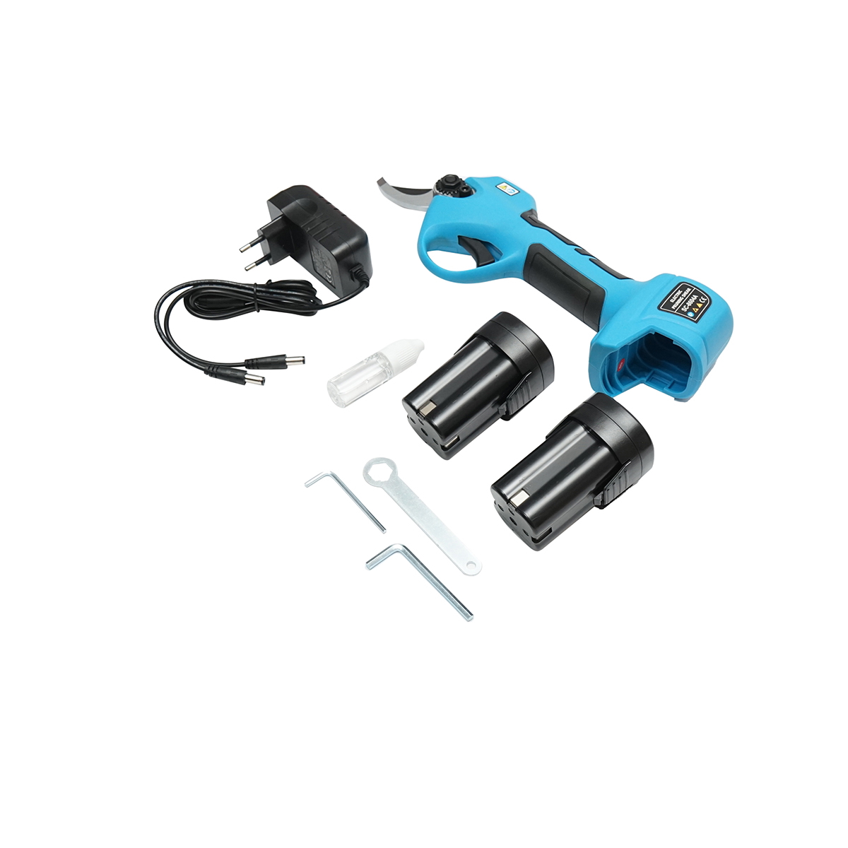 Foarfeca de gradina electrica 850W, 2 acumulatori Li-Ion 16.8V 2Ah, taiere 0-28mm, incarcator 110-240V, timp incarcare 1-1.5h, autonomie 3-4h, 0.9kg, valiza plastic, recipient ungere ulei