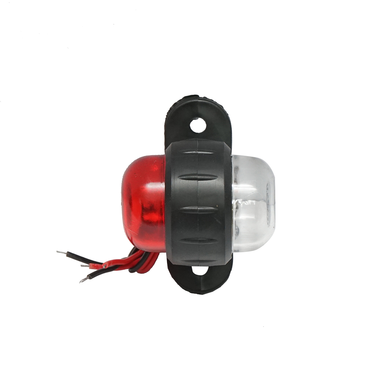 Lampi laterale de gabarit LED 24 V rosu-alb, latime 46 mm, diametru total 38 mm, diametru lampa 29 mm, distanta intre gauri 45 mm