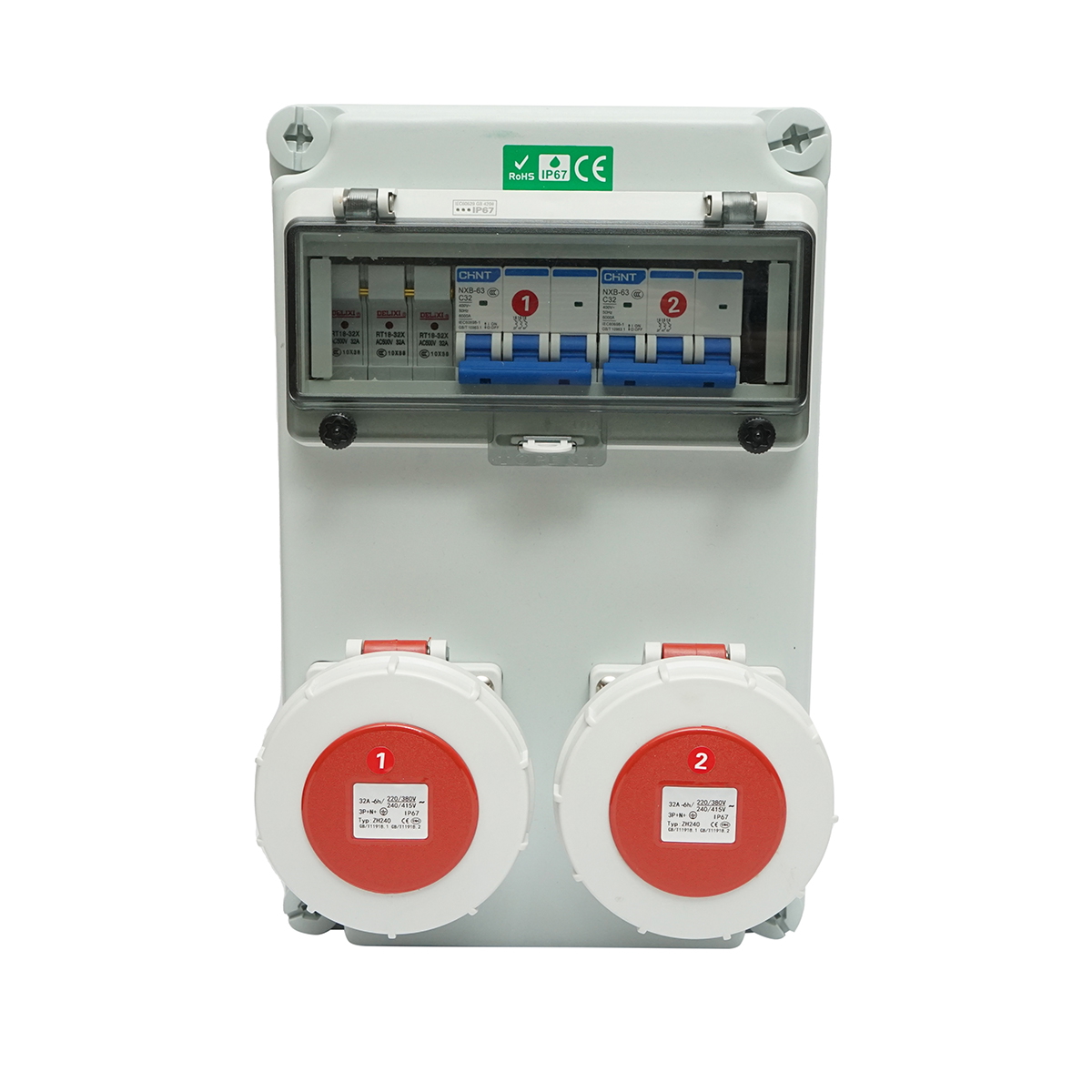 Tablou grup prize organizare santier 2x400V/32A, 6 module, 340x220x160mm IP67 SUNTREE