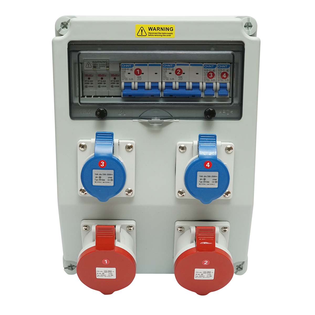 Tablou grup prize organizare santier 2x250V/16A, 2x415V/32A, 380x280x150mm IP44/67 SUNTREE