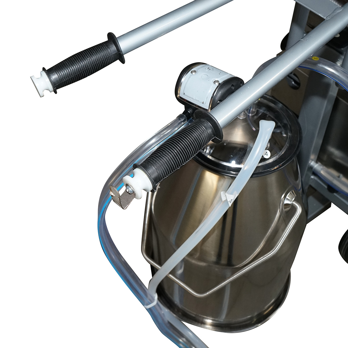 Aparat de muls vaci 1 post 650W, bidon inox 25L, grup de muls 4 mansoane, presiune vid 45-50 kPa, pulsatii 60-80 cpm, 220-240V 50Hz, 30.9 Kg