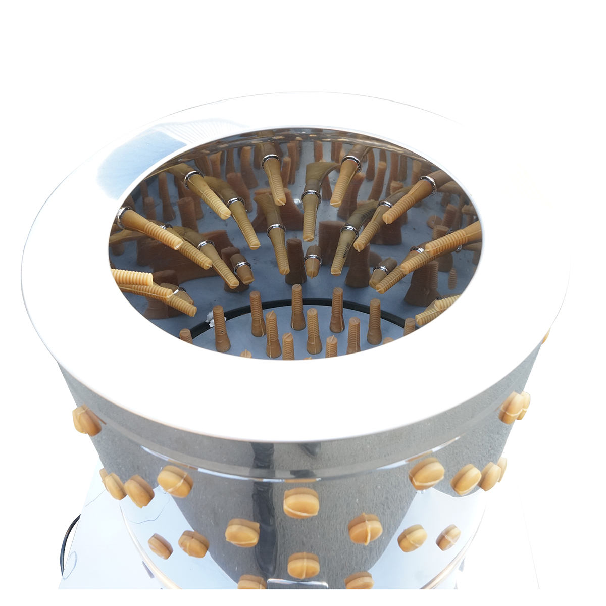 Deplumator pasari cuva inox 1.5 kW, 220-240V, capacitate max 4 pasari, cuva 40 cm, 157 degete, 180 rpm, ciclu 20-30 sec, IP68, 38 kg