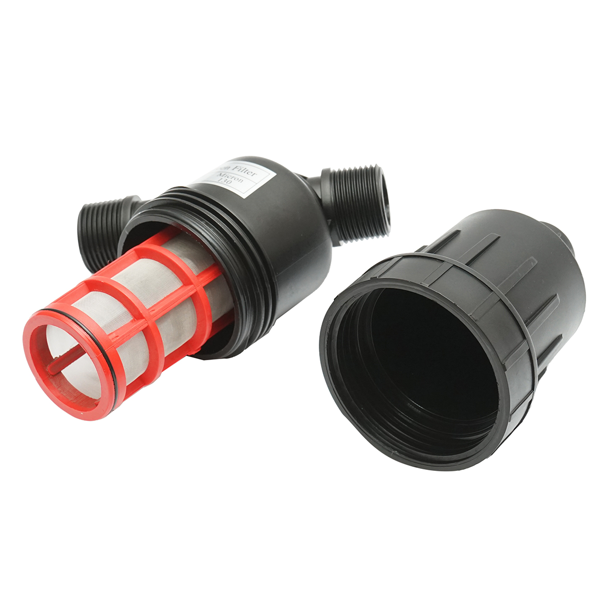 Filtru Y plastic 1 inch (25.4 mm) cu sita 120 mesh, 130 microni, filet exterior - racord furtun irigare, compatibil DISPM25