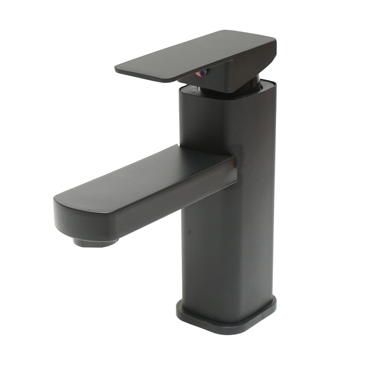 Baterie lavoar monocomanda din OTEL INOXIDABIL, finisaj negru mat, montaj stativ, scurgere dreapta plata cu aerator, accesorii incluse, greutate 0.34 kg