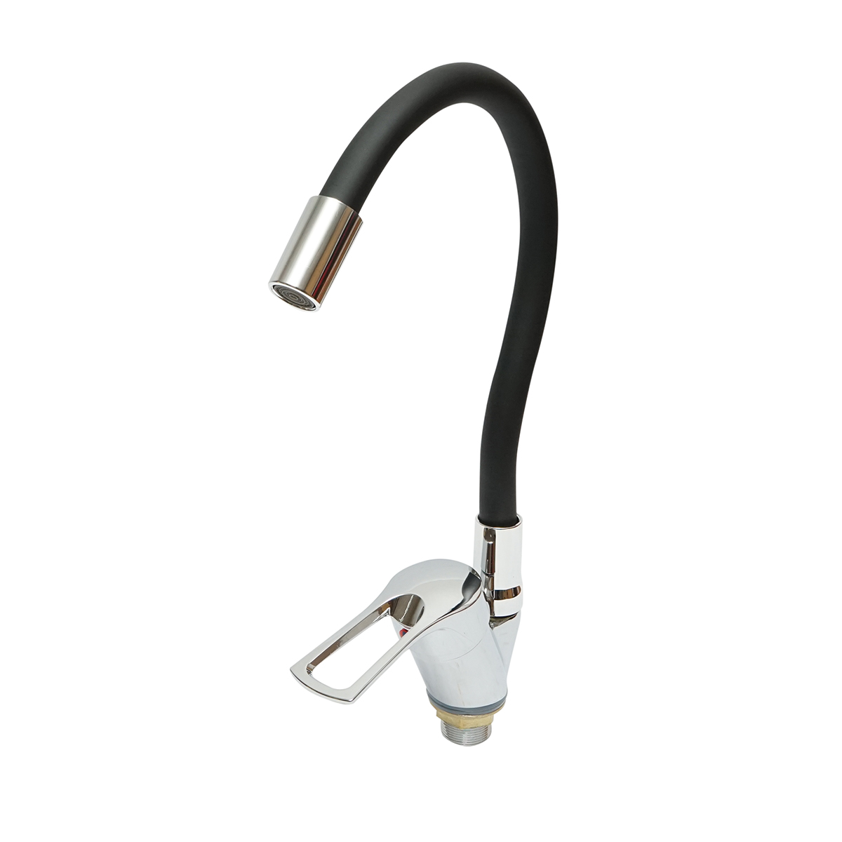 Baterie chiuveta bucatarie cu pipa flexibila, finisaj CROM + NEGRU, montaj stativ, monocomanda, aerator incorporat, material aliaj zinc, greutate 0.34 kg, accesorii incluse