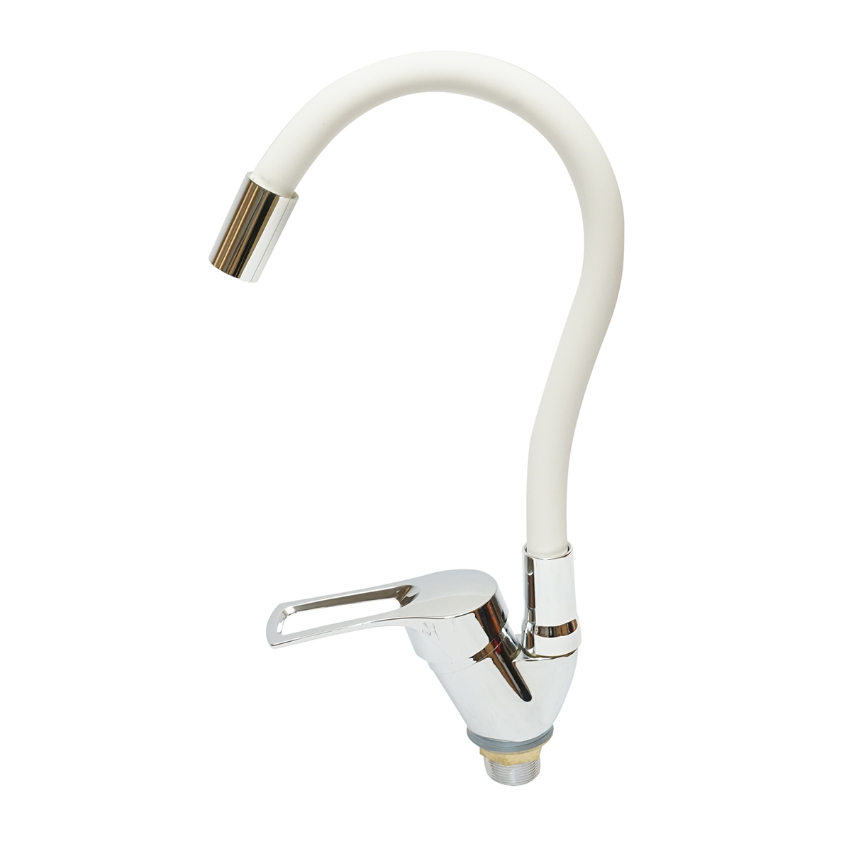 Baterie chiuveta bucatarie cu pipa flexibila, FINISAJ crom + negru, monocomanda, montaj stativ, material aliaj zinc 0.34 kg, aerator incorporat, accesorii incluse