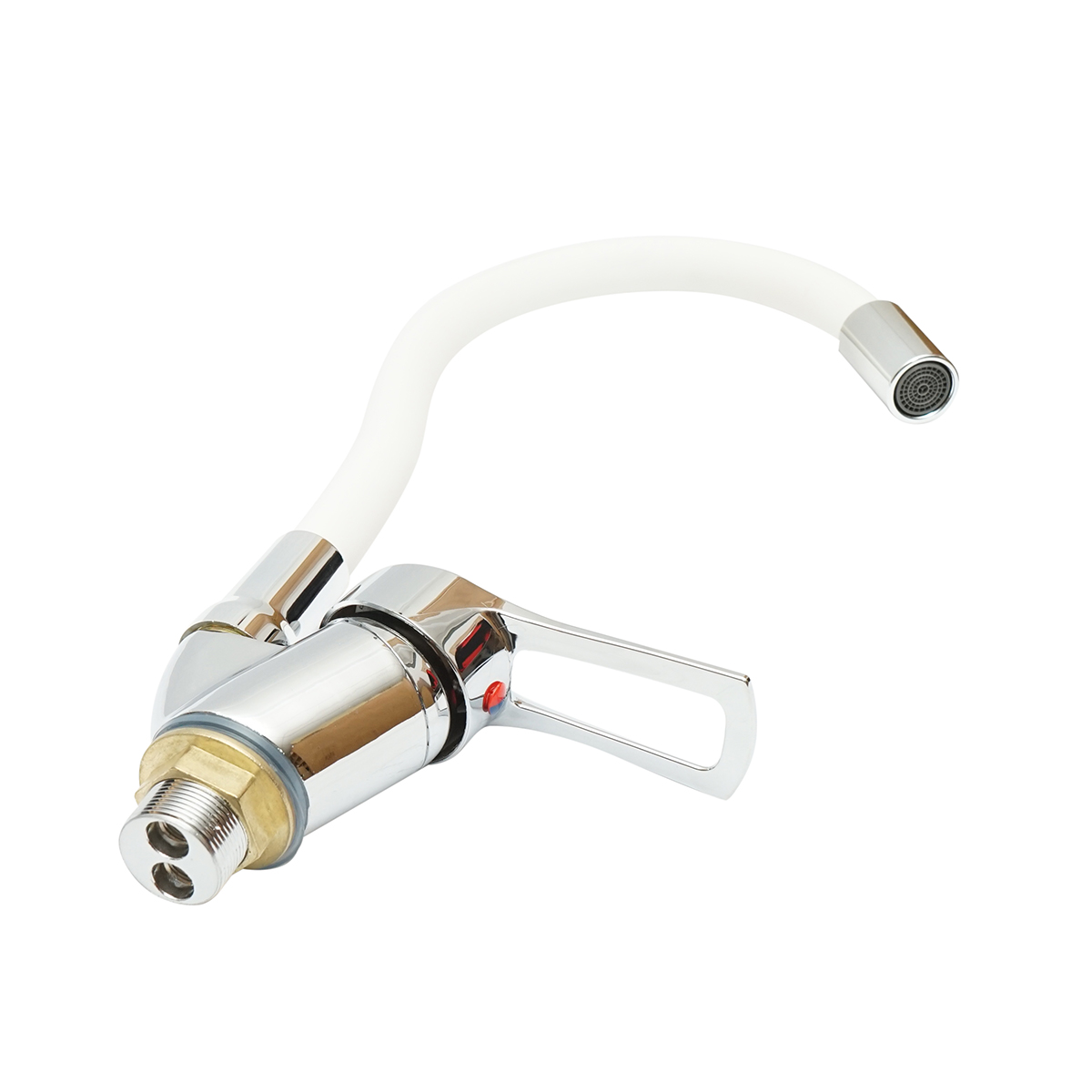 Baterie chiuveta bucatarie cu pipa flexibila, FINISAJ crom + negru, monocomanda, montaj stativ, material aliaj zinc 0.34 kg, aerator incorporat, accesorii incluse